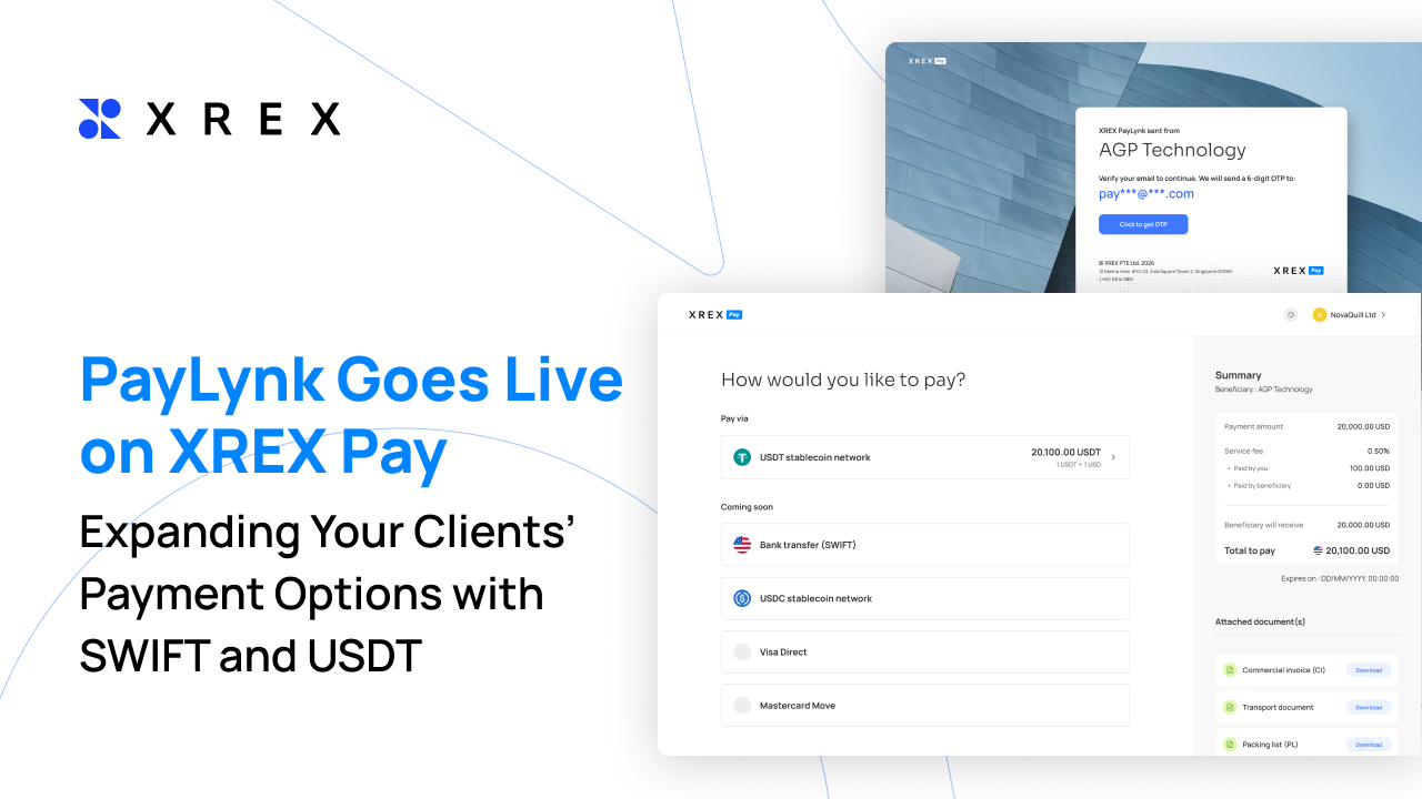 PayLynk Goes Live on XREX Pay, Expanding Your Clients’ Payment Options with SWIFT and USDT