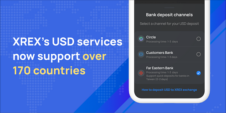 XREX Exchange Supports USD Deposits and Withdrawals in 177 Countries