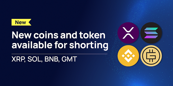 Four new coins and token available for shorting on the XREX exchange!